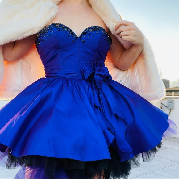 Corset Crystal Chameleon Silk Tutu Standing A-Line Princess Strapless Mini Dress - Picture 6 of 16